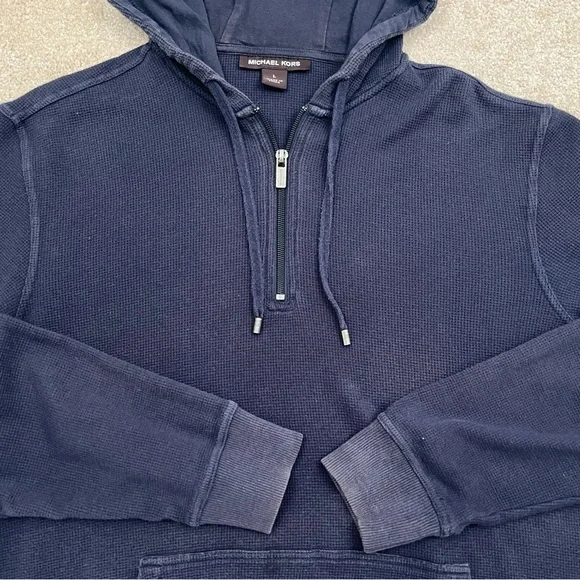 Michael Kors Hoodie Adult Large Black Quarter Zip Pullover Casual Preppy Men - Picture 10 of 15